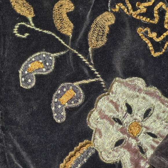 Chicos Brown Velvet Embellished Embroidered Jacket Women's Size L Whimsy Goth - Picture 5 of 9